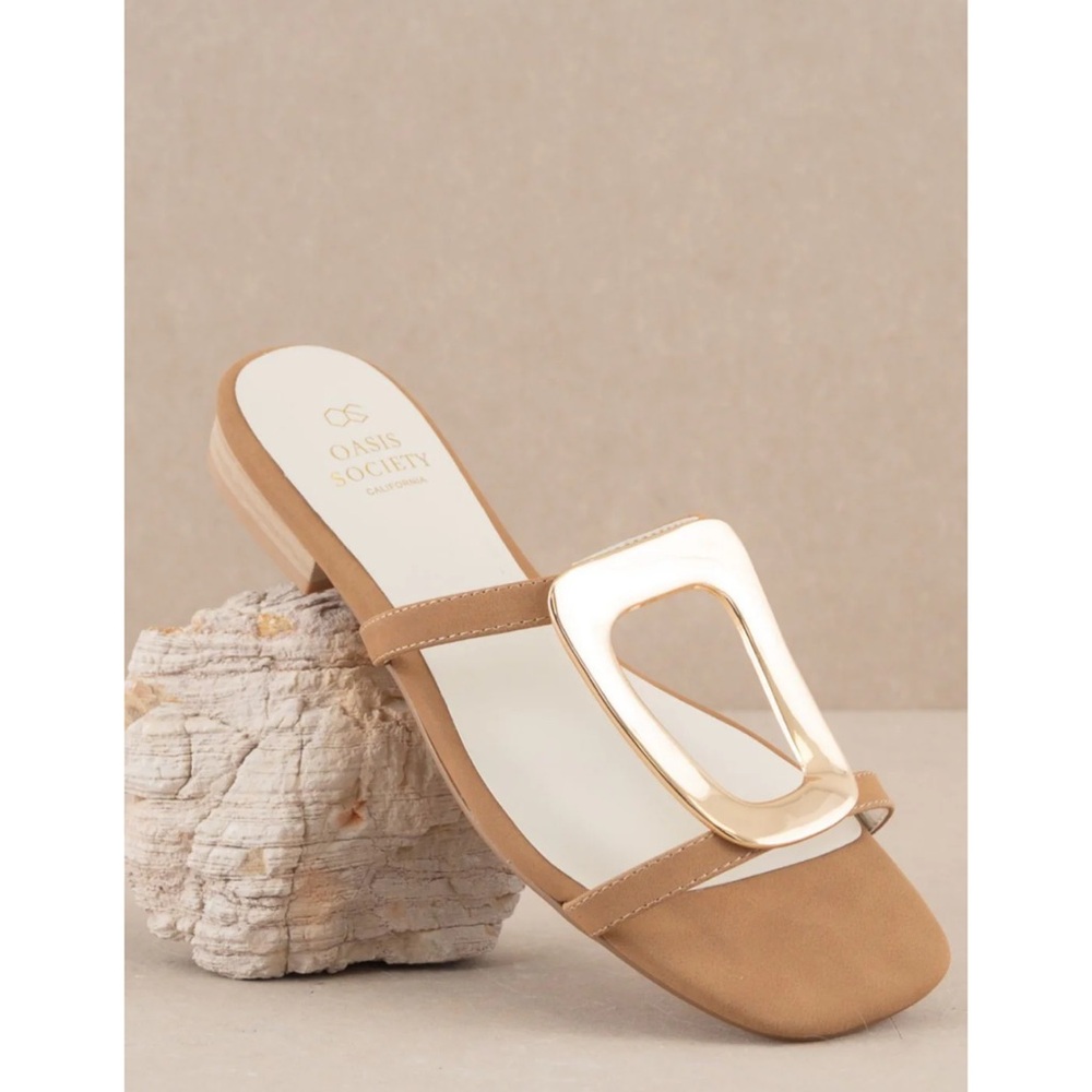 Society Tan Gold Sandals Elegant Design - Picture 2 of 6